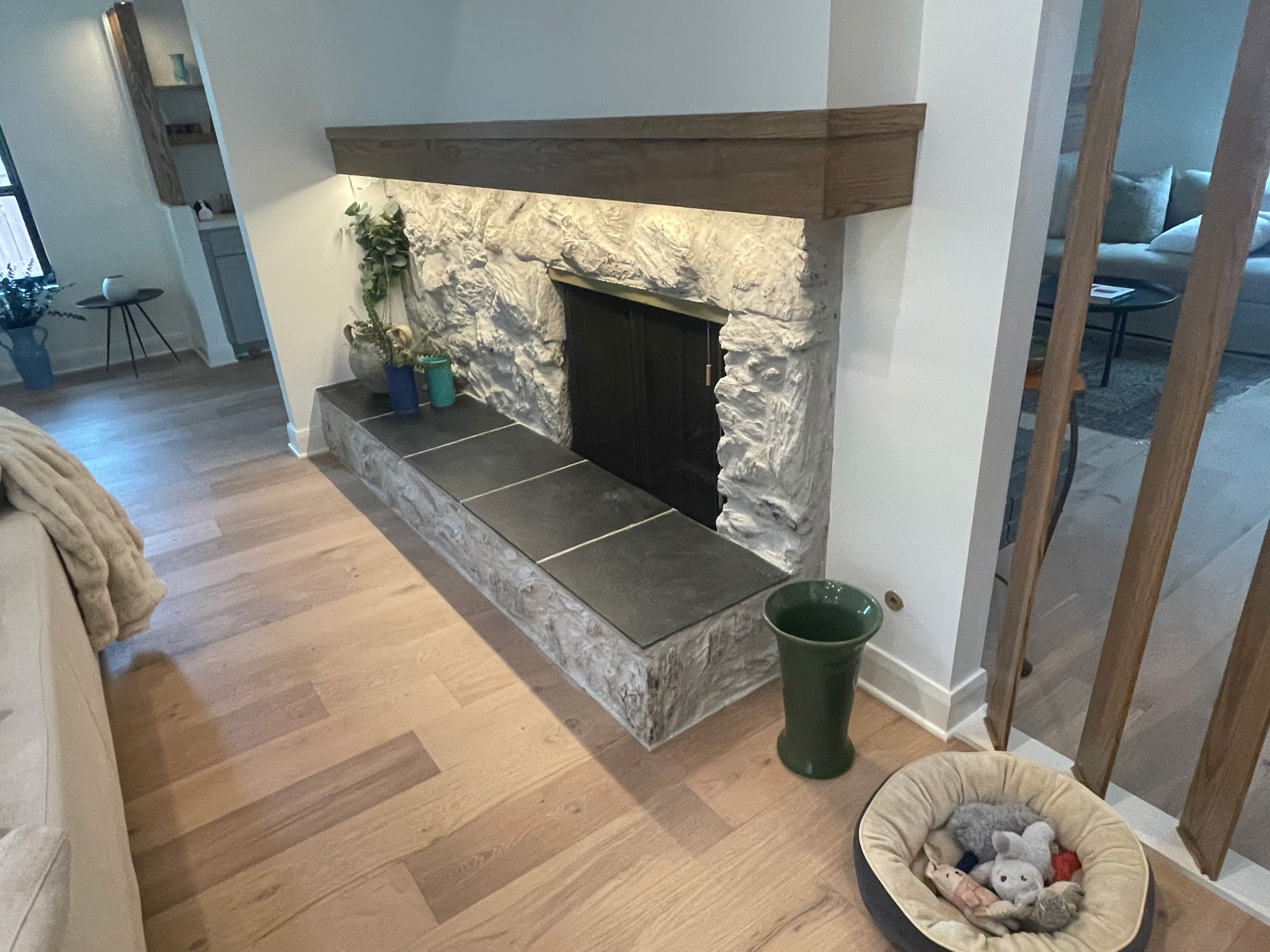 Stone Fireplace Remodel